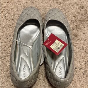 Merona Silver Quilted Flats